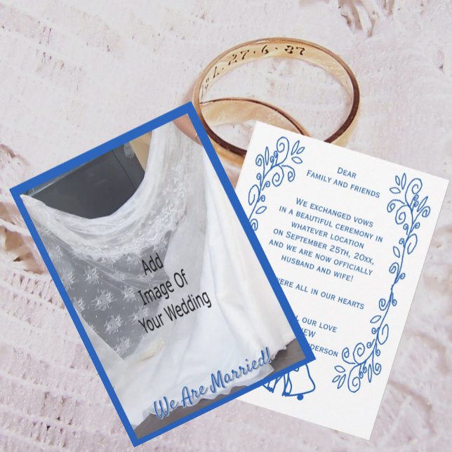 Wedding Announcement Card Blue Sapphire Bells (Creator Uploaded)