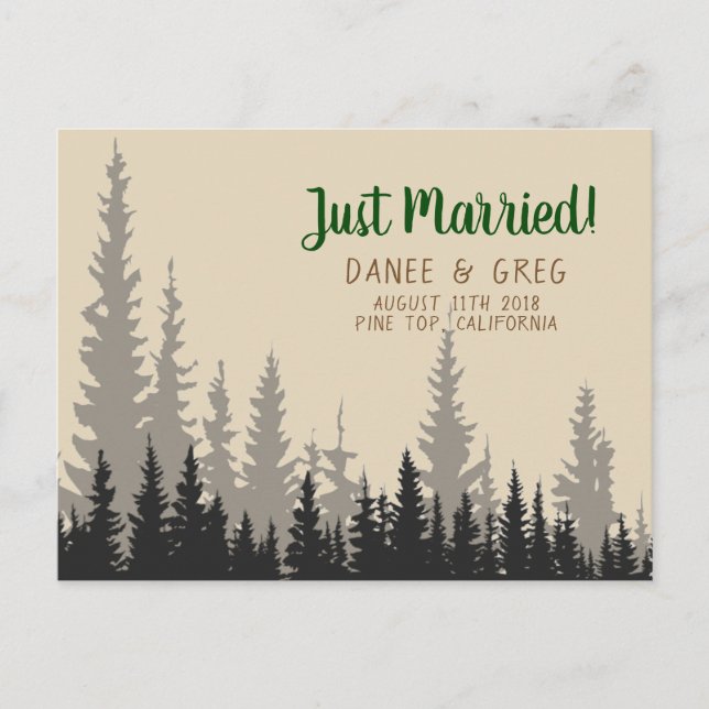 Wedding Announcement Just Married Mountain Trees (Front)