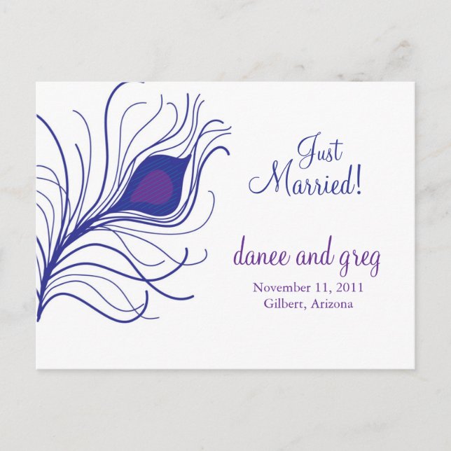 Wedding Announcement peacock feather (Front)