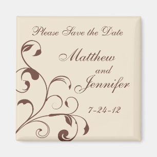 Wedding Announcement Save the Date Magnet - Square