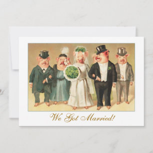 Wedding Announcement with Formal Pig Bridal Party