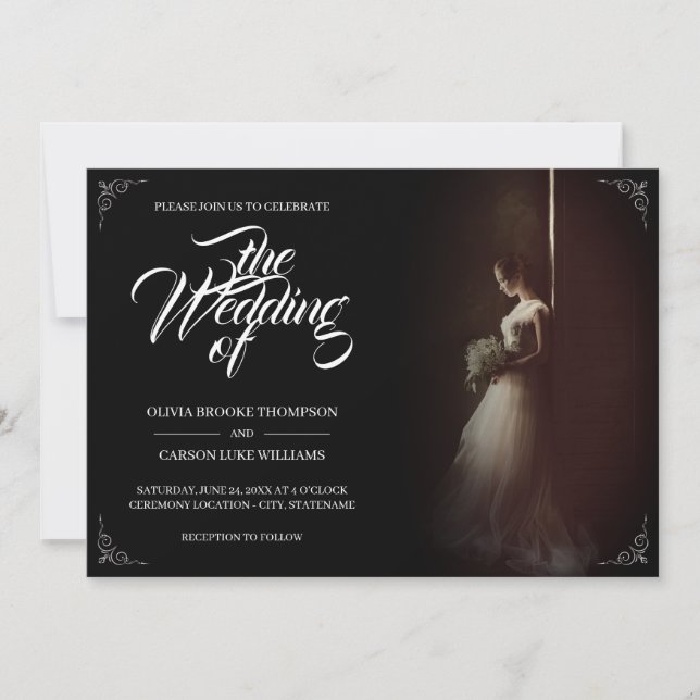 Wedding announcement with standing bride - Classic (Front)