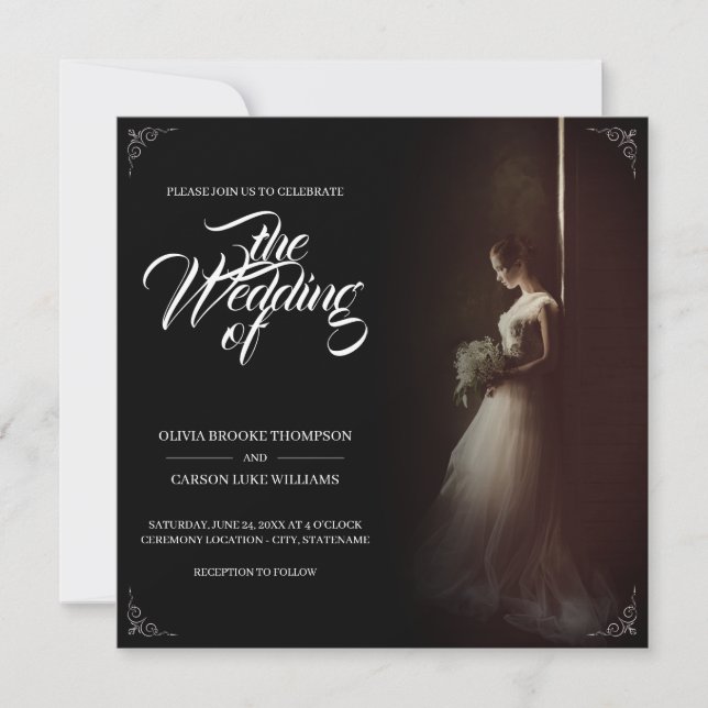 Wedding announcement with standing bride - Classic (Front)