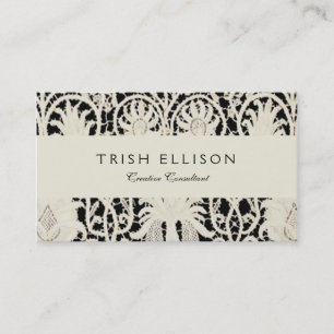 Wedding Antique Lace Linen White Classic Pretty Business Card