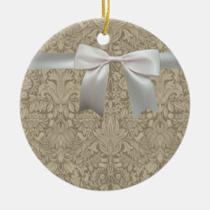 Wedding Antique Lace Linen White Classic Pretty Ceramic Tree Decoration