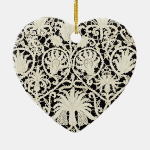 Wedding Antique Lace Linen White Classic Pretty Ceramic Tree Decoration