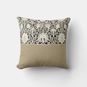 Wedding Antique Lace Linen White Classic Pretty Cushion