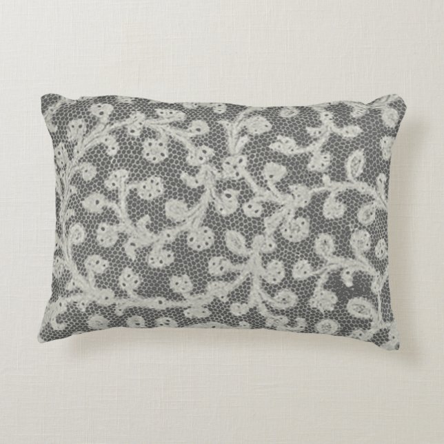 Wedding Antique Lace Linen White Classic Pretty Decorative Cushion (Back)