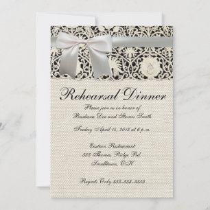 Wedding Antique Lace Linen White Classic Pretty Invitation
