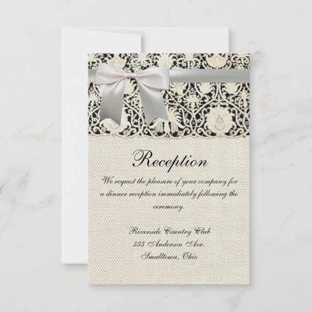 Wedding Antique Lace Linen White Classic Pretty Invitation (Front)