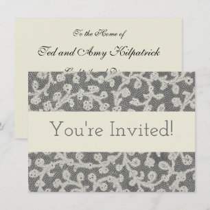 Wedding Antique Lace Linen White Classic Pretty Invitation