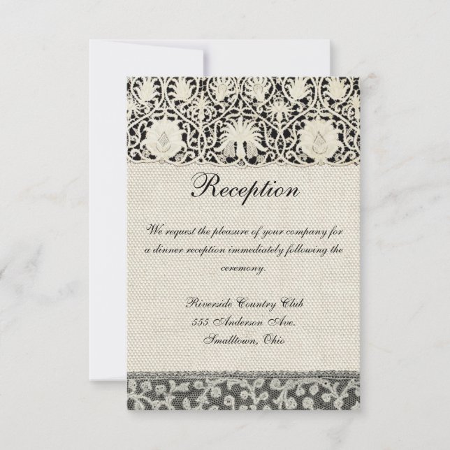 Wedding Antique Lace Linen White Classic Pretty Invitation (Front)