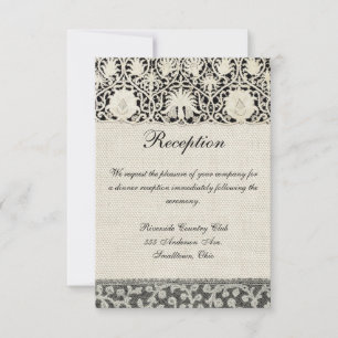 Wedding Antique Lace Linen White Classic Pretty Invitation