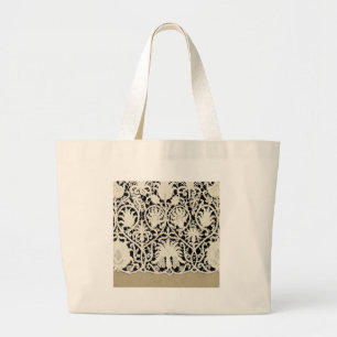 Wedding Antique Lace Linen White Classic Pretty Large Tote Bag