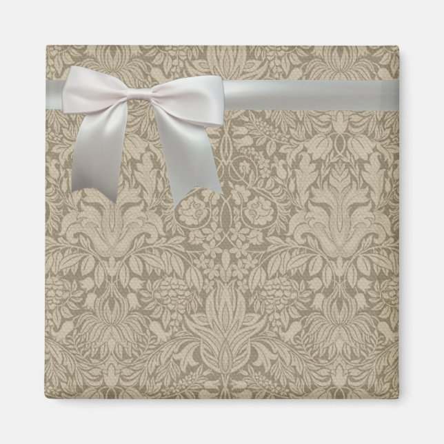Wedding Antique Lace Linen White Classic Pretty Magnet (Front)