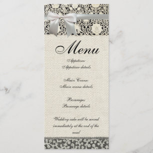 Wedding Antique Lace Linen White Classic Pretty Menu