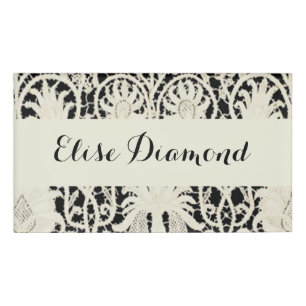 Wedding Antique Lace Linen White Classic Pretty Name Tag