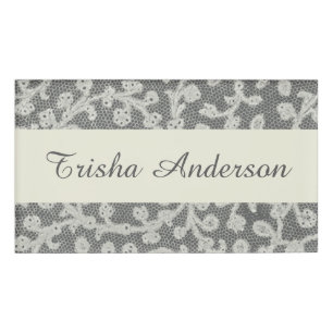 Wedding Antique Lace Linen White Classic Pretty Name Tag