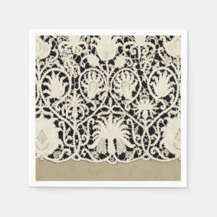 Wedding Antique Lace Linen White Classic Pretty Napkin