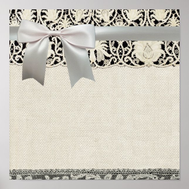Wedding Antique Lace Linen White Classic Pretty Poster (Front)