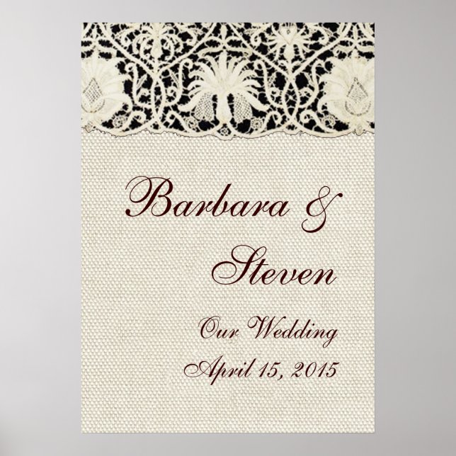 Wedding Antique Lace Linen White Classic Pretty Poster (Front)