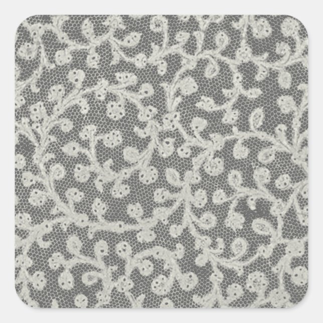 Wedding Antique Lace Linen White Classic Pretty Square Sticker (Front)