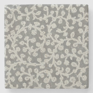Wedding Antique Lace Linen White Classic Pretty Stone Coaster
