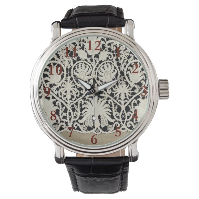 Wedding Antique Lace Linen White Classic Pretty Watch (Front)