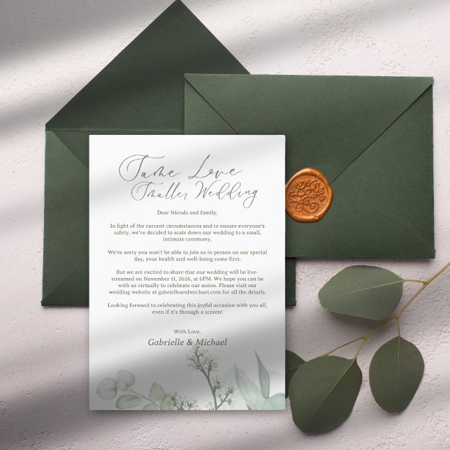 Wedding Apology Announcement Downsized Green (Creator Uploaded)