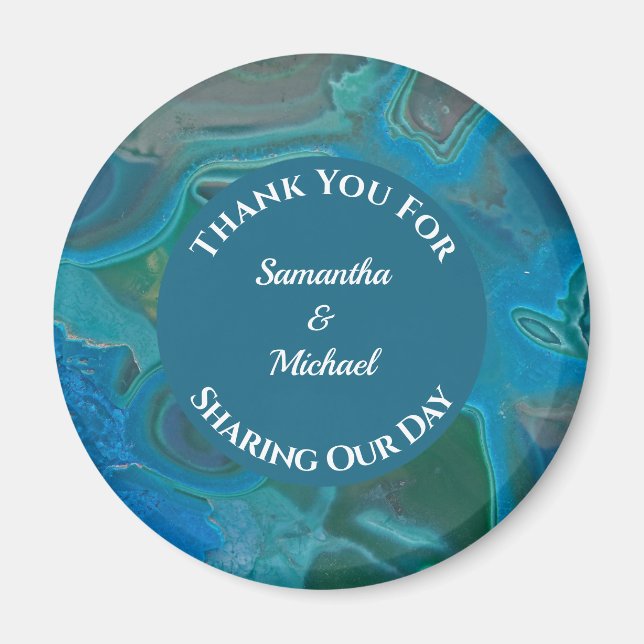 Wedding Appreciation Blue Gemstone Gem Thank You Magnet (Front)