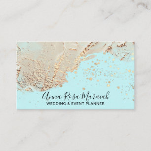 *~* Wedding Aqua Gold Foil Glitter Beauty Elegant Business Card