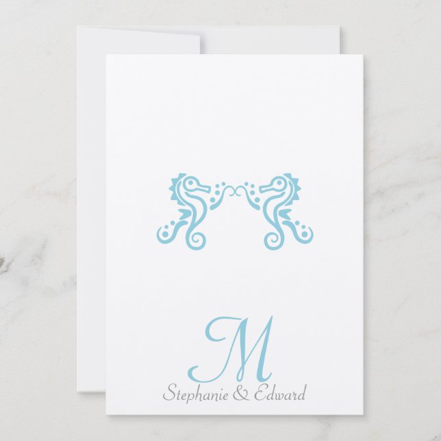 Wedding Aqua Turquoise Sea Horse Beach Invitation (Front)