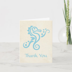 Wedding Aqua Turquoise Seahorse Thank You Card