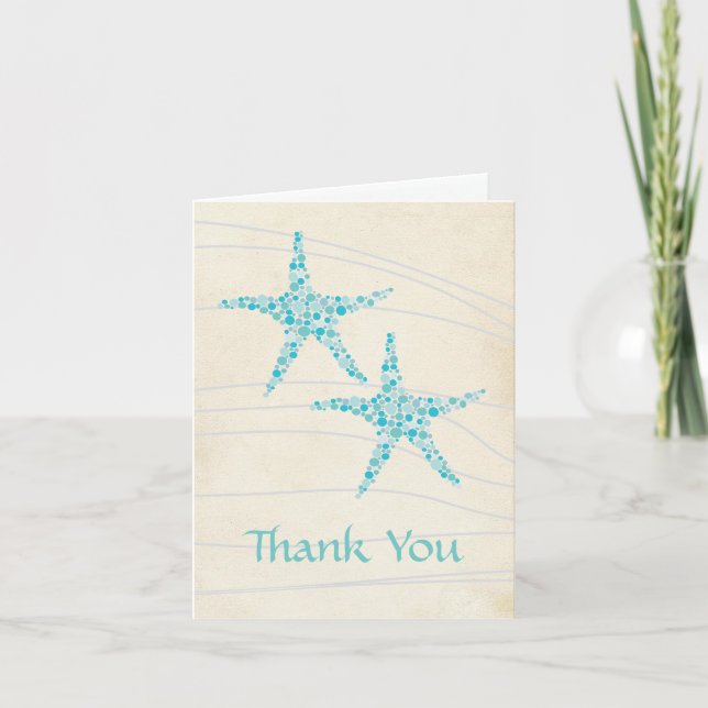 Wedding Aqua Turquoise Starfish Thank You Card (Front)