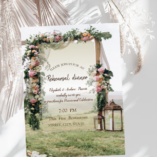 Wedding Arbor Lantern Rehearsal Dinner Invitation
