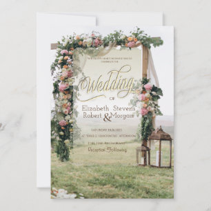 Wedding Arbor Lantern Roses Wedding Invitation