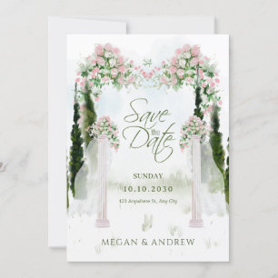 Wedding arch floral garden aesthetic watercolor save the date