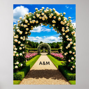 Wedding Arch Garden Path Leading Summer Fountain Poster