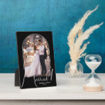 Wedding Arch Photo Black Plaque<br><div class="desc">A special keepsake features your wedding photo in an elegant arch design with the text "Married" in chic text along with your names and wedding date on a black background. Beautiful gift for your family and a fabulous memory to display in your own home. BACKGROUND colour can be changed! MORE...</div>