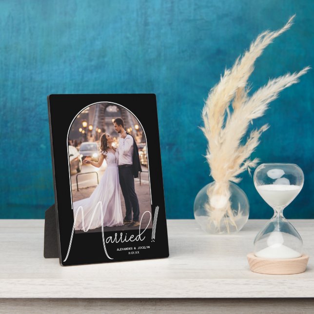 Wedding Arch Photo Black Plaque (Side)