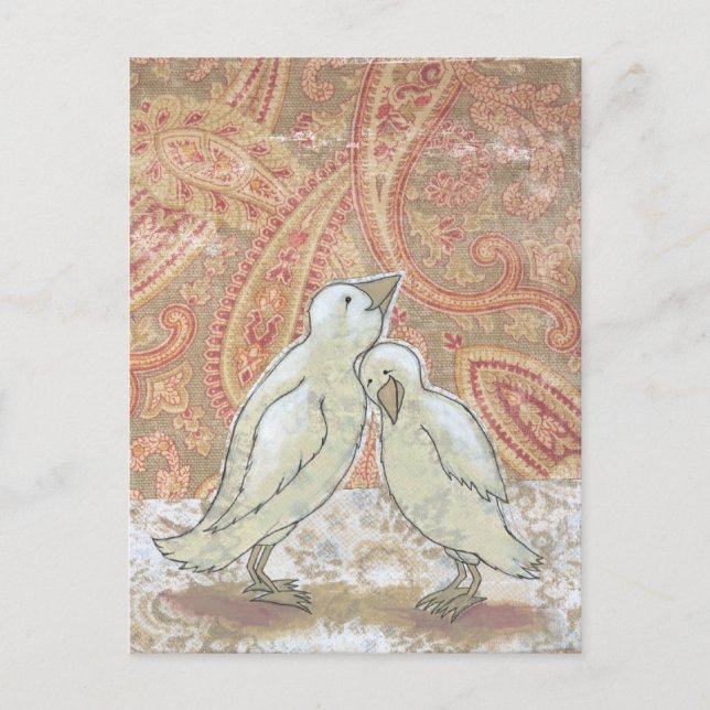 Wedding art blank postcards perfect couple birds (Front)