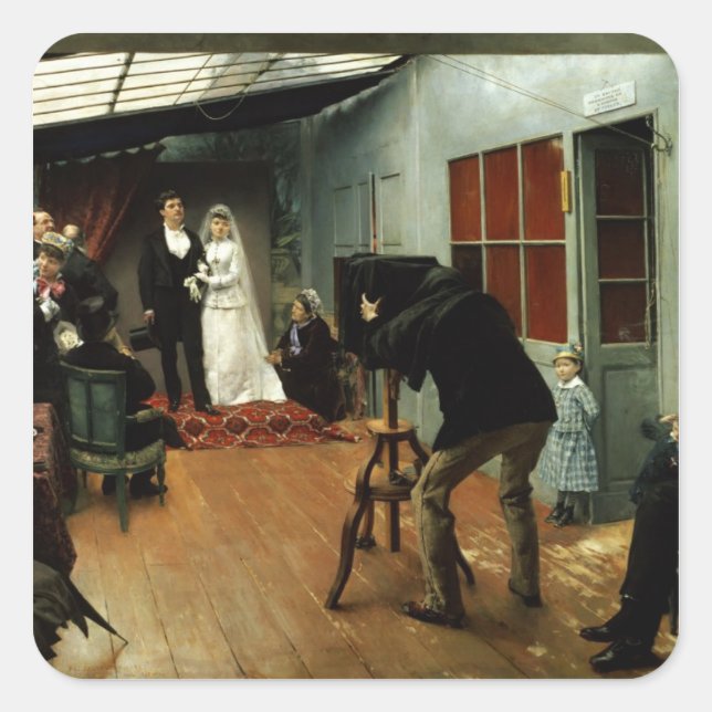 Wedding at the Photographer's, 1878-9 Square Sticker (Front)