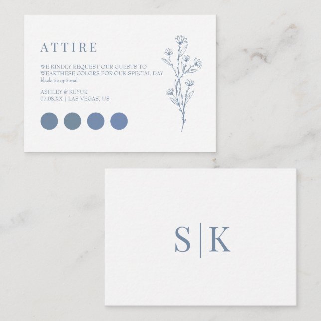 Wedding Attire Dress Code Cards (Front/Back)