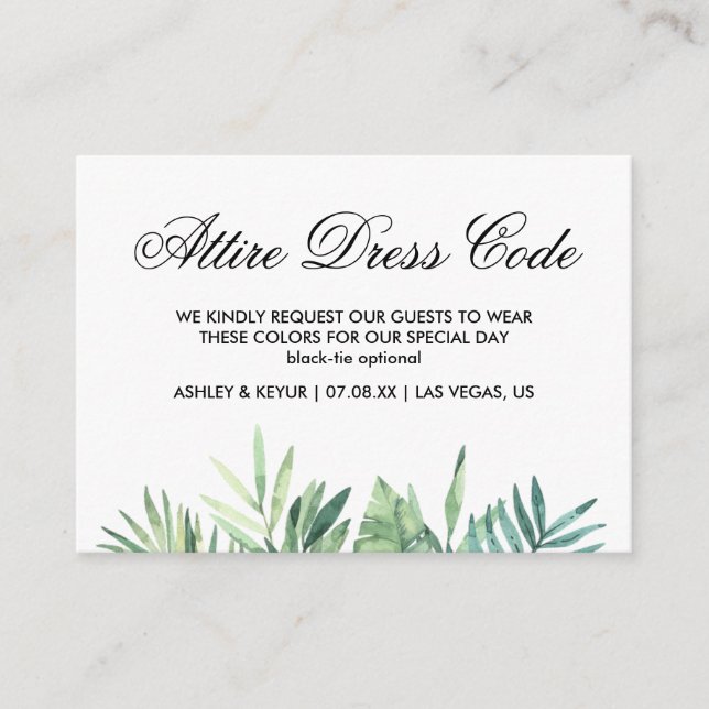 wedding attire dress code enclosure card (Front)