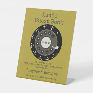 Wedding Audio Guest Book Black Rotary Dial Avocado Pedestal Sign