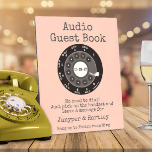 Wedding Audio Guest Book Black Rotary Dial Pink Plaque