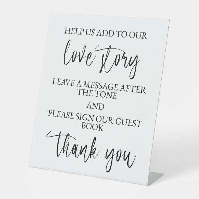 Wedding Audio Guest Book Pedestal Table Sign  (Front)