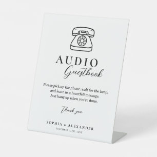 Wedding Audio Guestbook Minimalist Pedestal Sign