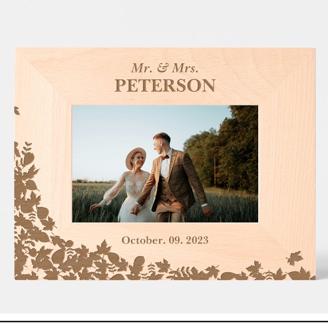 Wedding Autumn Leaves Custom Wood Picture Frames (Creator Uploaded)