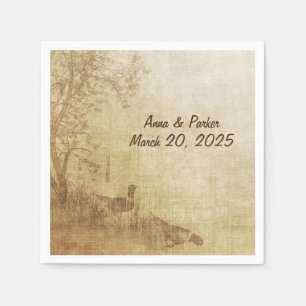 wedding-autumn wedding with pheasants napkin